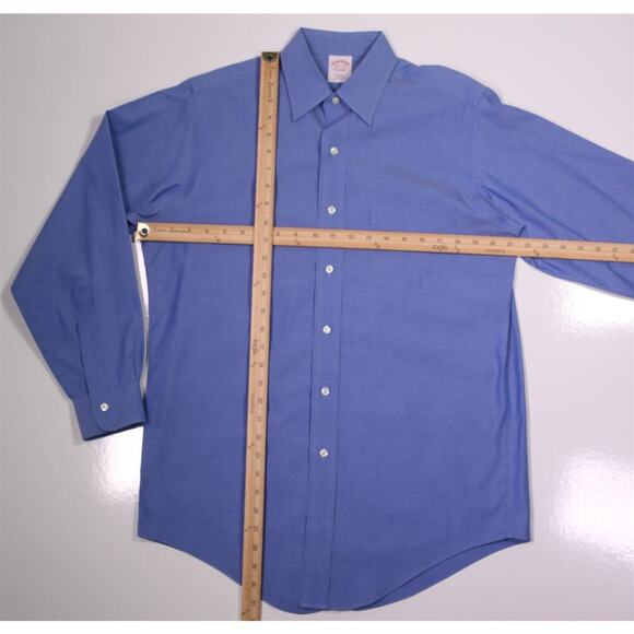 Brooks Brothers Blue Non-Iron Traditional Fit Cotton Dress Shirt 14.5-32 - Picture 4 of 6